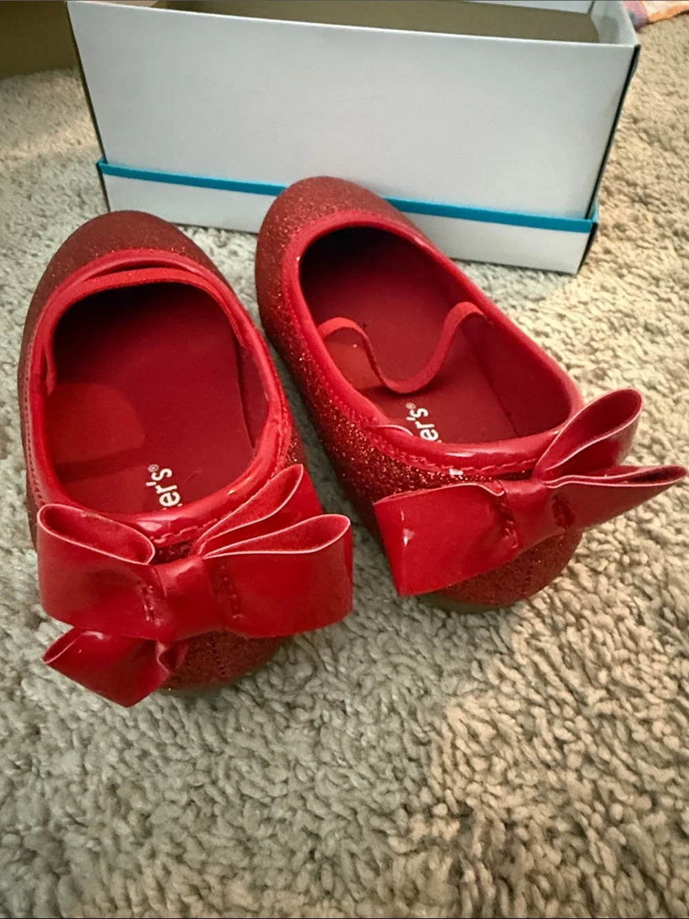 Carter's Red Glitter Bow Mary Jane Shoes